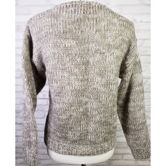 Vintage 1980s wool blend hand knit women's sweater quilt stars design - Small - Picture 5 of 7